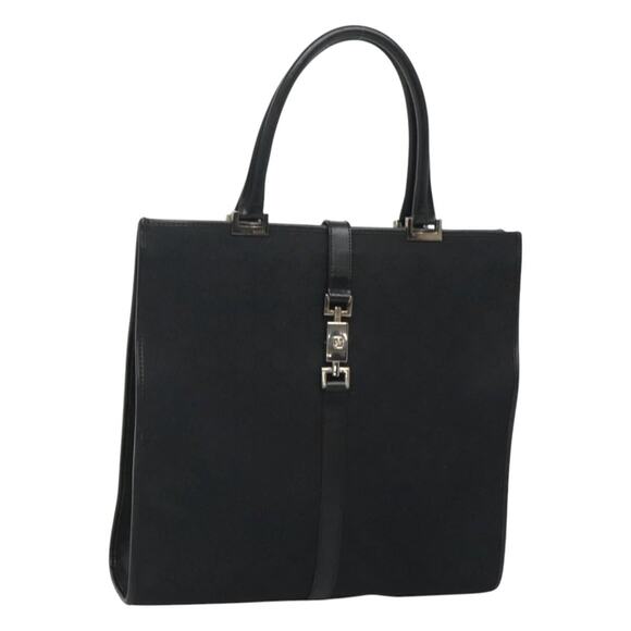 GUCCI GG Canvas Jackie Hand Bag Black Silver 002 002 - Picture 1 of 16